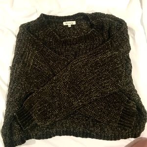 Olive green soft knit cropped sweater